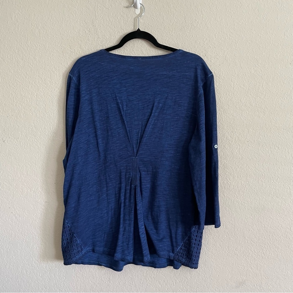 Passports Women's navy 3/4 sleeve peasant top size XL cotton casual coastal gma - Picture 9 of 10